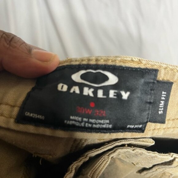 Oakley Canvas Pants Mens 30 Khaki 100% Cotton Measures 30x32" Field Silm Fit - Picture 7 of 7